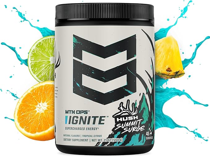 MTN OPS Ignite Energy Drink Powder, Gluten Free Nootropic Supplement Drink Mix, L Arginine, L