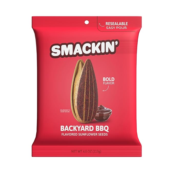 SMACKIN' - Jumbo Roasted Sunflower Seeds, No Salty Burn, American Made, Easy Pour & Seal - Backyard