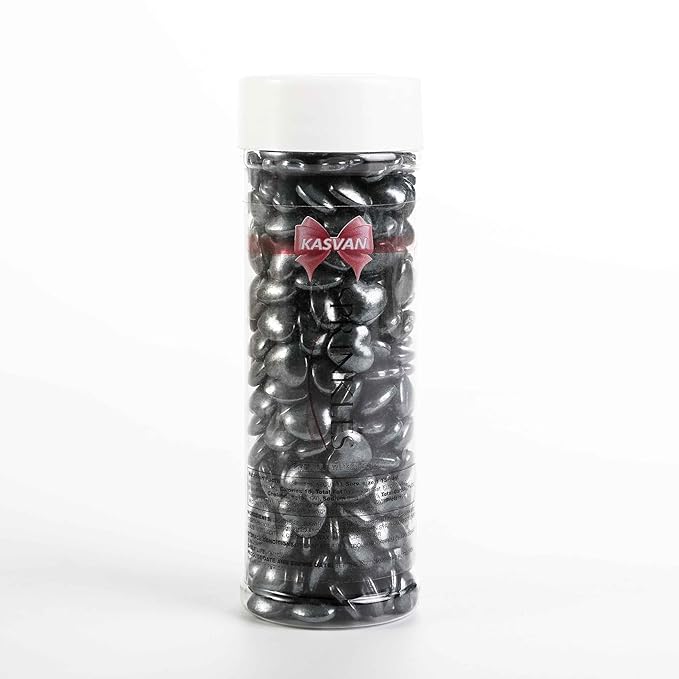 Kasvan Black Heart Shapes Sprinkles - Edible Candy Pearls 130g/4.58 Oz, Mix Size, Baking Cake