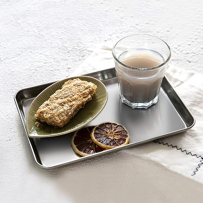 P&P CHEF 9 Inch Baking Cookie Sheet, Oven Pan Tray Stainless Steel Sheet Pan for Kitchen, Oven