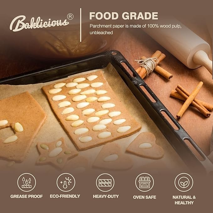 220 Pcs Unbleached Parchment Paper Baking Sheets, Baklicious Pre-cut Heavy Duty Parchment Baking