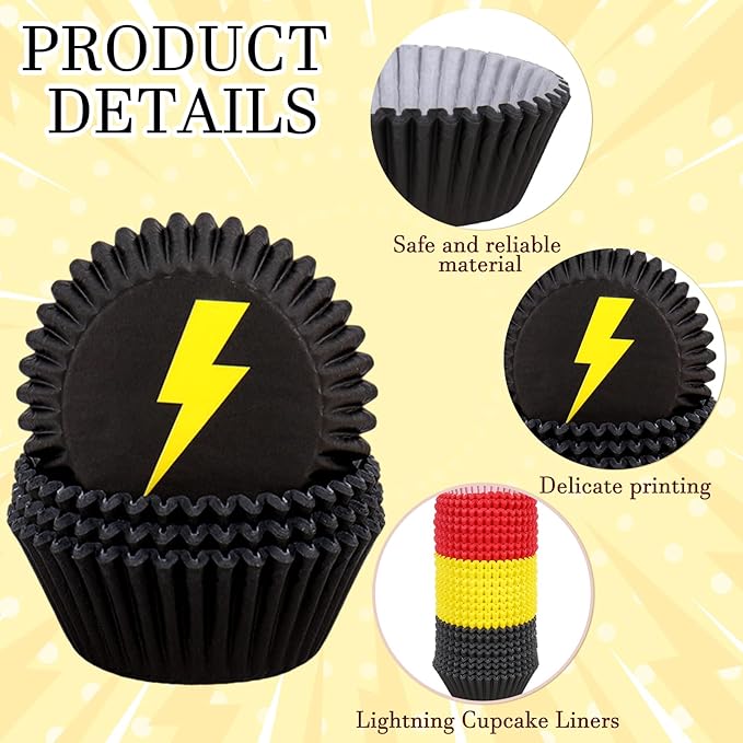 600 Pcs Lighting Cupcake Liner Cartoon Red Yellow Black Paper Baking Cup Animation Muffin Cupcake