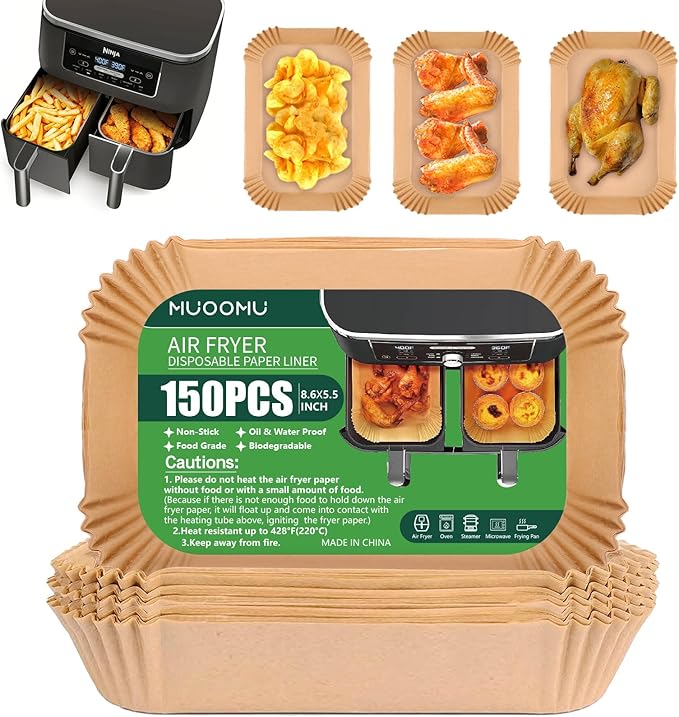Air Fryer Disposable Paper Liners for Ninja Dual Airfryer Accessories, Non-Stick Parchment