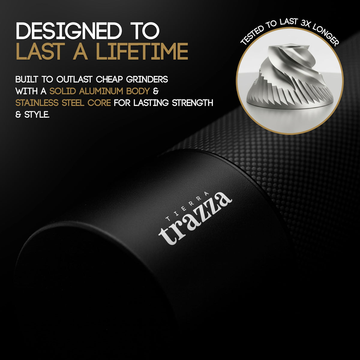 Tierra Trazza Manual Coffee Grinder, Conical Burr Coffee Grinder with Stainless Steel Burrs &