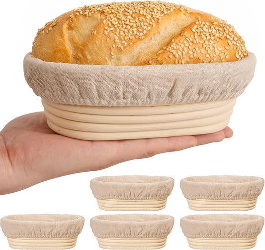 6 Inch Oval Banneton Bread Proofing Basket Set of 6, Kikcoin Mini Sourdough Bread Baking Supplies