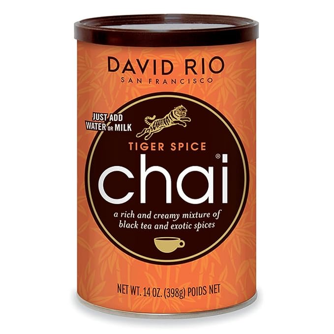 Tiger Spice Chai Tea Latte Mix, 14 Oz, Black Tea, Organic Spices, Dairy Free, Serve Hot or Cold