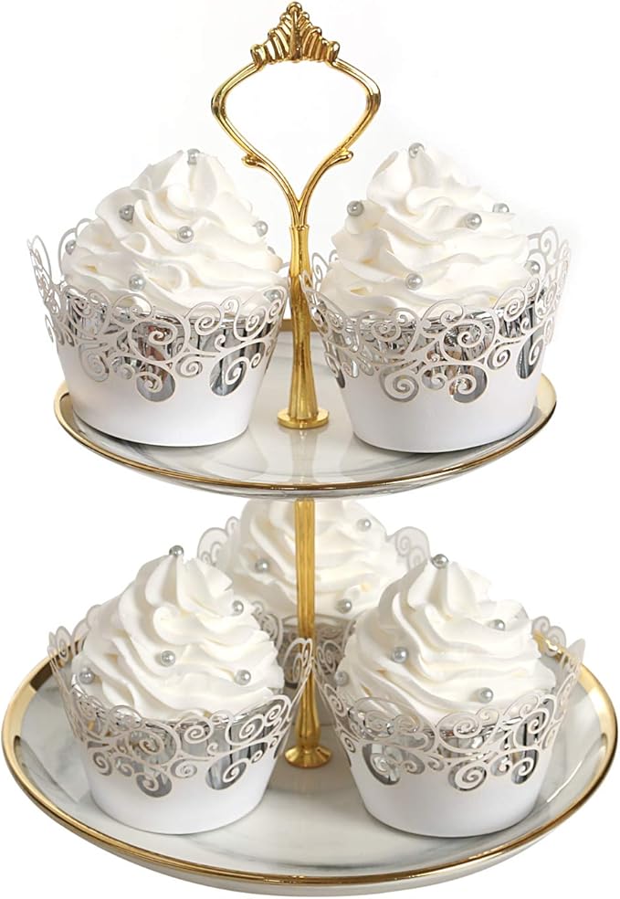 Cupcake Wrappers, KPOSIYA 50 Pack Cupcake Wraps Filigree Artistic Bake Cake Paper Cup Little Vine