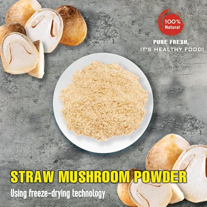 STRAW MUSHROOM POWDER 1.76 Oz (50g) VIETFARMFOOD: Pure, natural freeze-dried spice made from real