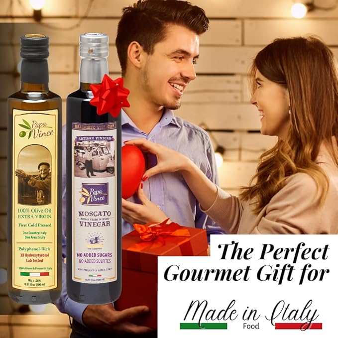 Papa Vince Extra Virgin Olive Oil & Balsamic Set - EVOO First Cold Pressed Dec 2023/24, Balsamic