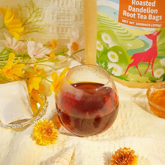 WT WEETEE Roasted Dandelion Root Tea Bags, 100 Count Dandelion Tea with Light Earthy & Roasted