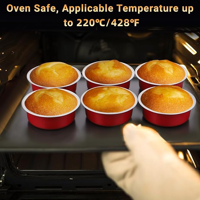 Beasea Ramekins with Lids, 20 Pack 8.8oz 260ml Disposable Aluminum Cups for Baking 4 Inch Small