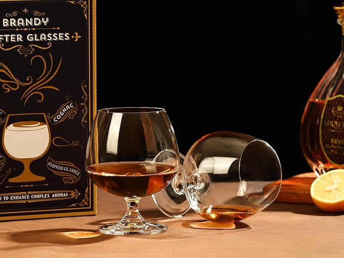 Physkoa 22 oz Large Brandy Snifter Glasses ??Set of 2 Gift Boxed Short Stem Giant Brandy & Cognac