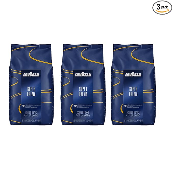 Lavazza Super Crema Whole Bean Coffee, Medium Espresso Roast, Arabica and Robusta Blend, 2.2 lb Bag