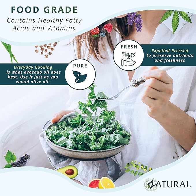 Zatural 100% Avocado Oil Pure Natural Without Additives, Clean, Cold Pressed, Non-GMO, Vegan: for