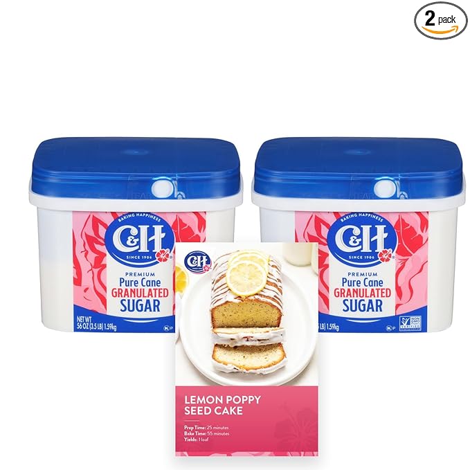 C&H® Granulated Sugar, 3.5 lb Easy-Baking Tub (Pack of 2) - Ideal for Family Baking, Desserts, and