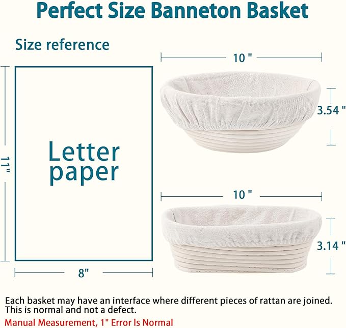 Aliggbent 28Pcs Sourdough Bread Baking Supplies, 10'' Round & 10'' Oval Banneton Bread Proofing