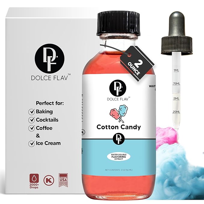 Dolce Flav Cotton Candy Extract 2 oz ??Kosher, Sugar-Free, Concentrated Carnival-Style Flavoring