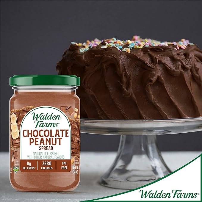 Walden Farms Chocolate Peanut Spread – Zero Calorie, Low Carb, Keto-Friendly, Vegan, Sugar-Free