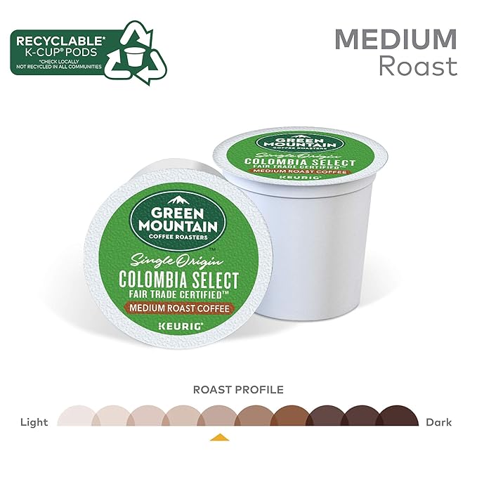 Green Mountain Coffee Roasters Colombia Select Keurig Single-Serve K-Cup Pods, Medium Roast Coffee