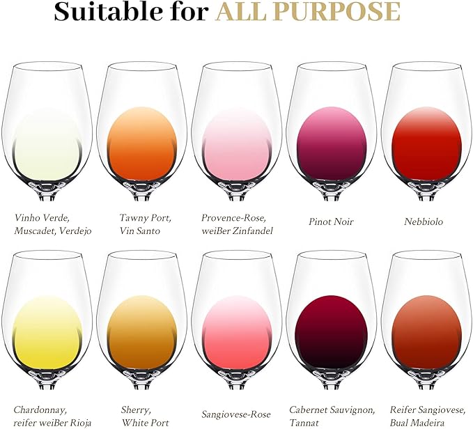 JBHO Crystal Wine Glasses - Hand Blown Red or White Wine Glasses -18 Ounce - Set of 2 - Lead-Free