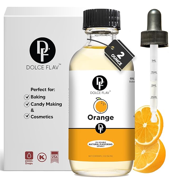 Dolce Flav Natural Orange Extract ??2 Ounce Oil-Soluble Kosher, Sugar-Free, Concentrated Citrus