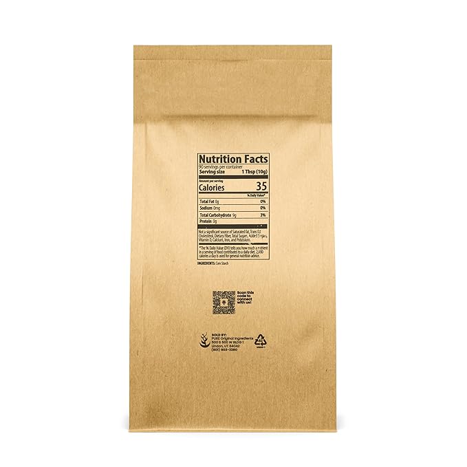 Pure Original Ingredients Corn Starch (2 lb) Thickener For Sauces, Soup, & Gravy.