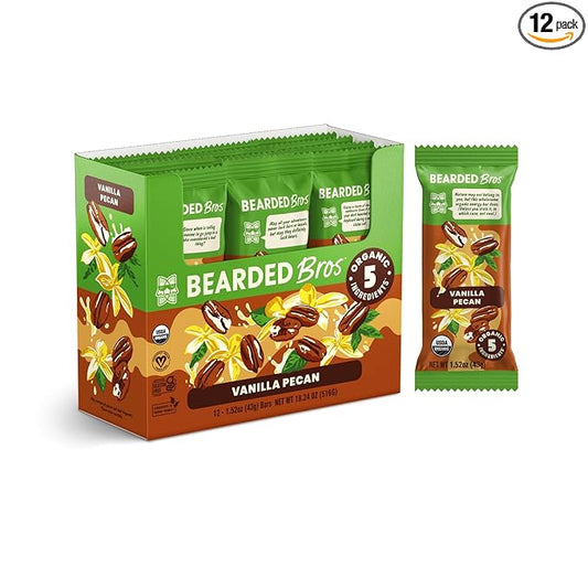 Bearded Brothers Organic Vegan Protein Energy Bars - Gluten Free, Paleo, Fiber, Whole 30 | Non GMO
