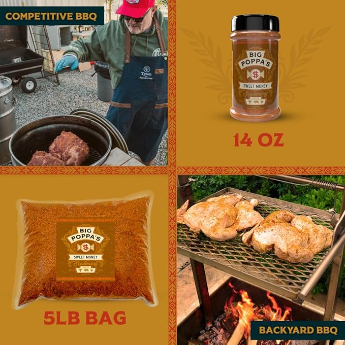 Big Poppa’s Sweet Money BBQ Rub — Award Winning Pork BBQ Rub — Gluten-Free Spice Mix — Dry Rubs for