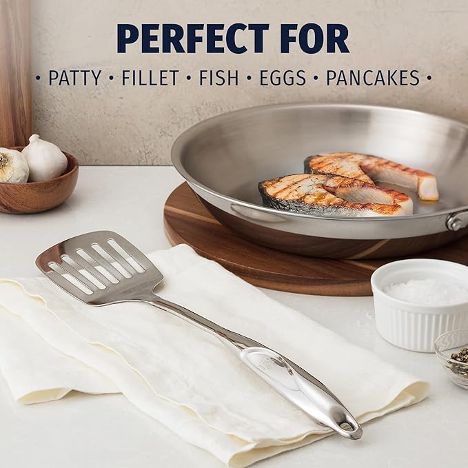 Zulay Kitchen Stainless Steel Metal Spatula ??Lightweight, Strong & Durable Metal Turner ??Easy to