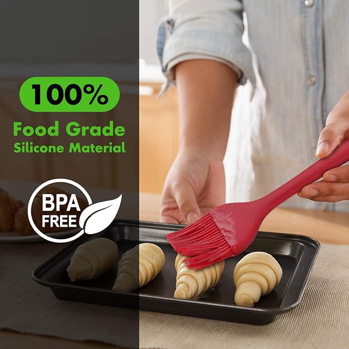 HOTEC 600℉ Heat Resistant BPA Free Silicone Marinading Meat Grill Basting Pastry Brush for Oil