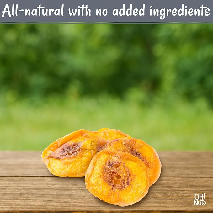 Oh! Nuts Dried Peaches California - 2 LB - Dried Fruit Slices - No Sugar Added - Packed in New York