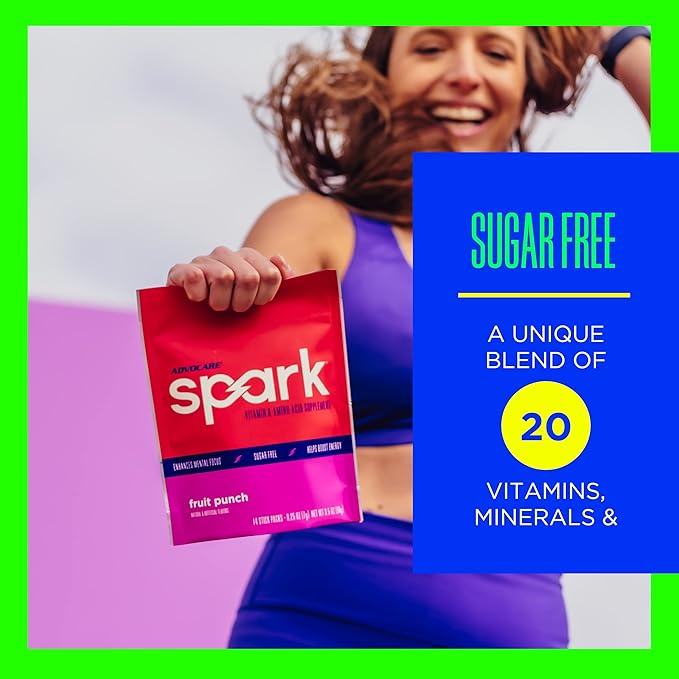 AdvoCare Spark Vitamin & Amino Acid Supplement - Focus & Energy Drink Powder Mix with Vitamin A