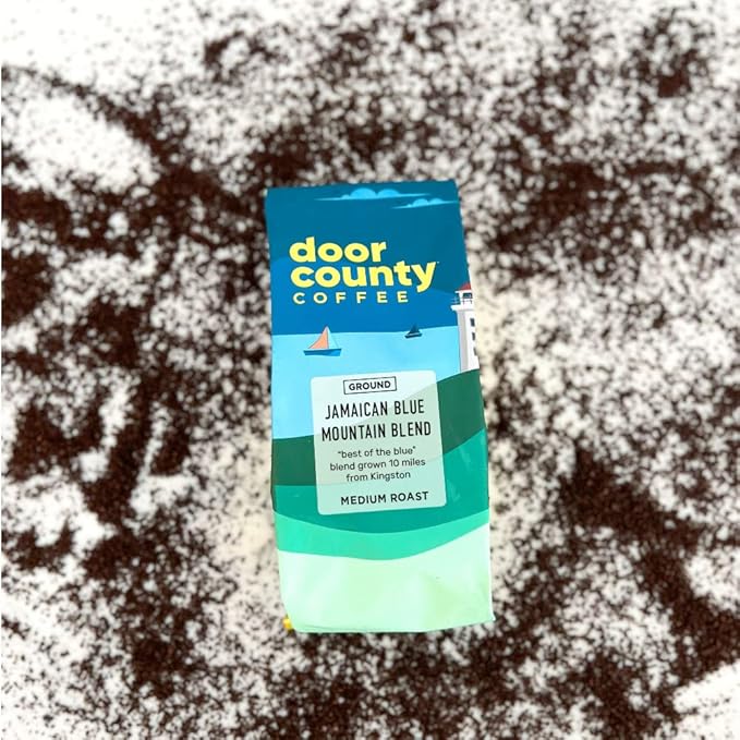 Door County Coffee Jamaican Blue Mountain Blend Non-Flavored - 10 oz Bag - Medium Roast - 100%