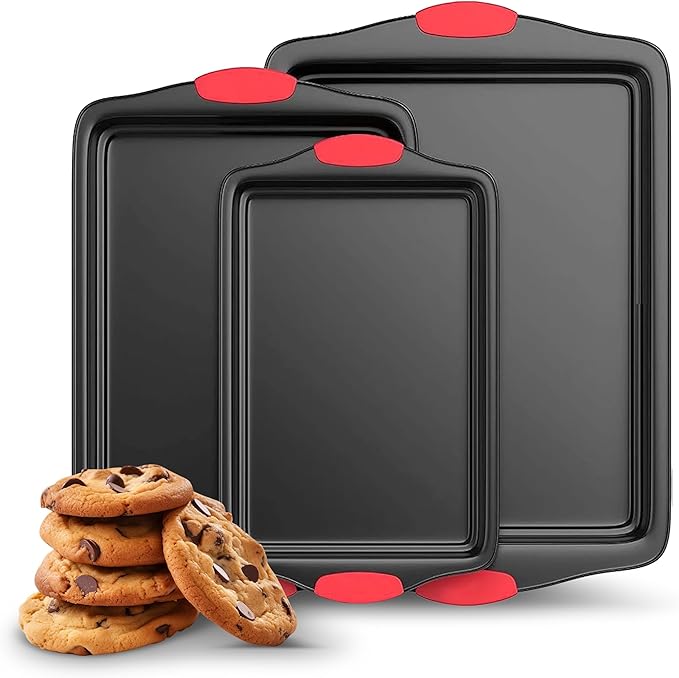 Cheer Collection Baking Pan Set – 3 Piece Non Stick Bakeware Set for Oven, Non Toxic Baking Trays