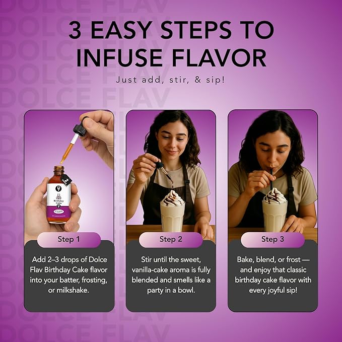 Dolce Flav Birthday Cake Extract ??2 Ounce Water-Soluble Kosher, Sugar-Free, Concentrated Festive