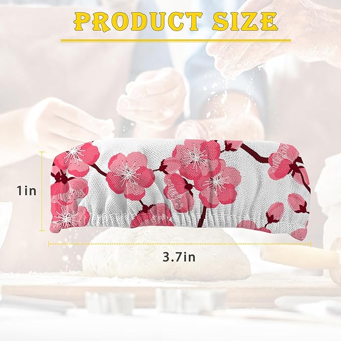 Sourdough Starter Jar Cloth Covers, Japanese Cherry Blossom Gifts for Women Baker 5 Pack Kit