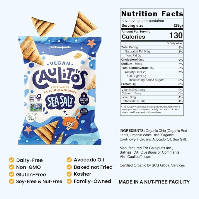 Caulitos ??15 Pack | Lentil, Rice & Cauliflower Chips | Organic, Gluten-Free, Non-GMO, Kosher