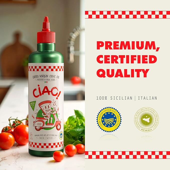 CIAO Sicilian Extra Virgin Olive Oil ??First Cold-Pressed, High Polyphenol, Organic, Authentic