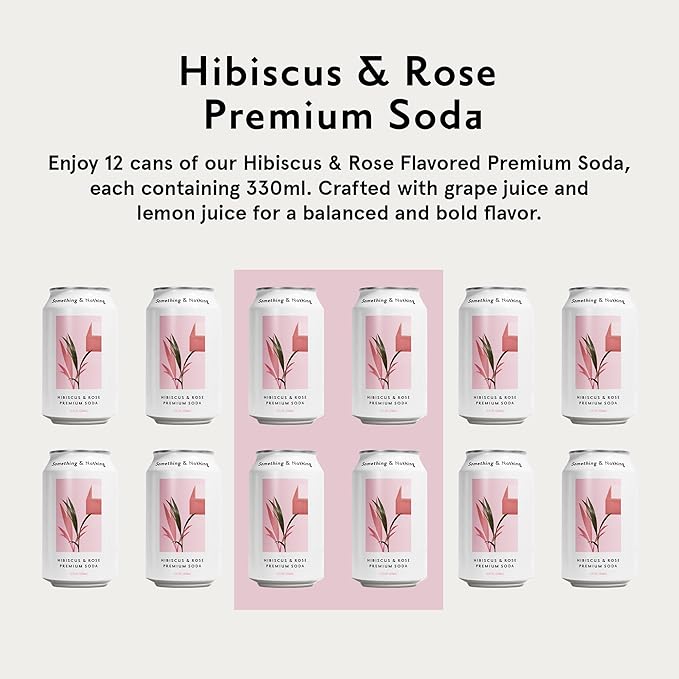 Something & Nothing Hibiscus & Rose Flavoured Sparkling Water | Lightly Carbonated, Full Flavoured