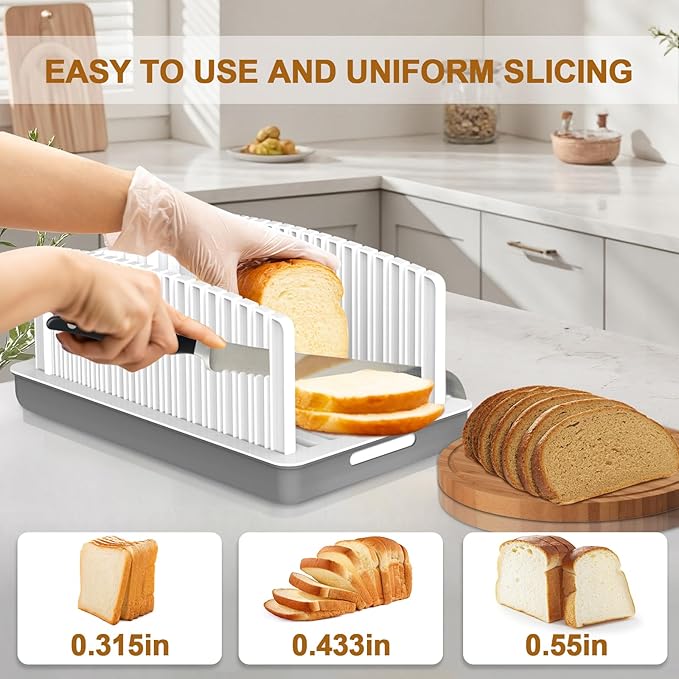 Upgrade Bread Slicer for Homemade Bread, Bread Slicer Guide Adjustable Width and Thickness