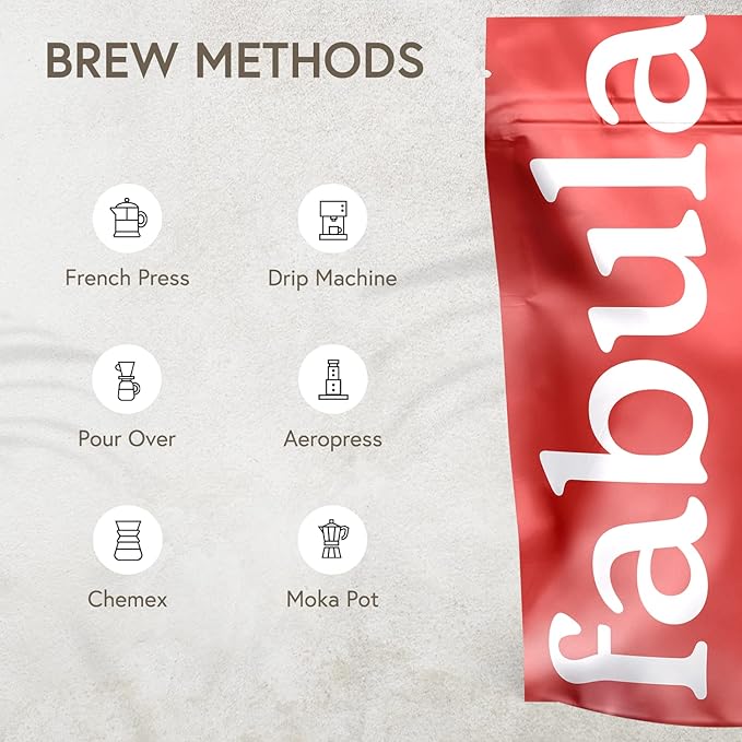 Fabula Coffee Half-Caff Medium Roast Freshly Ground - Organic - Low Acid - Single Origin - Non-GMO