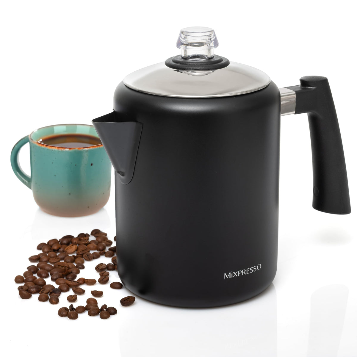 Mixpresso 5-8 Cup Coffee Percolator Stovetop, Stainless Steel Coffee Pot