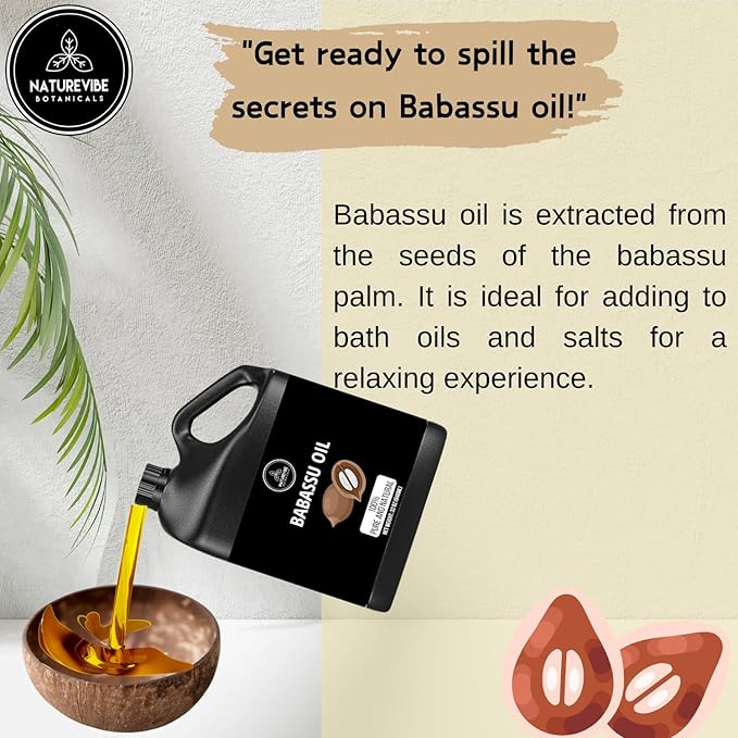 Naturevibe Botanicals Babassu Oil 32 Ounces | 100% Pure and Natural | Great for Skin Care and Hair