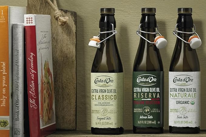 Costa D'Oro 100% Italiana Riserva Range Extra Virgin Olive Oil, Made With 100% Italian Olives, Full