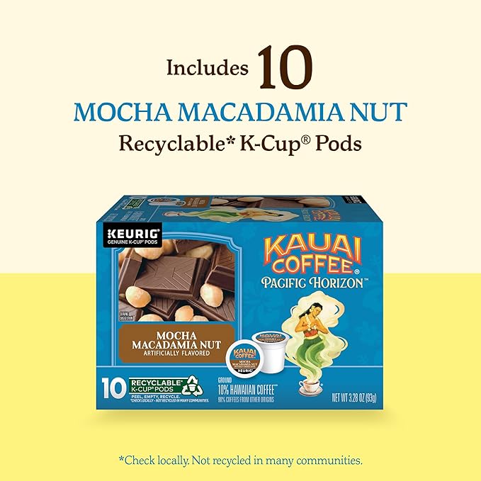 Kauai Coffee K-Cup Pods for Keurig Brewers – Arabica Coffee, 10% Hawaiian – Medium Roast, Savory