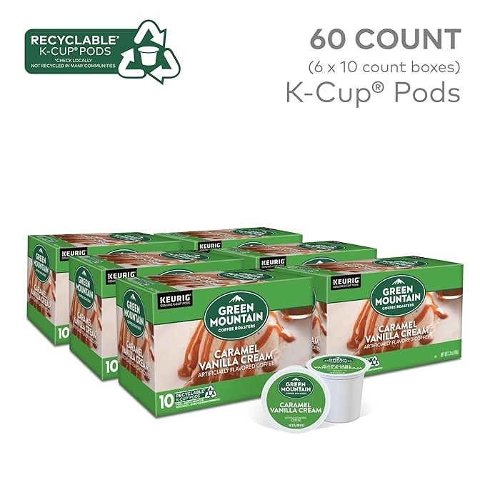 Green Mountain Coffee Roasters Caramel Vanilla Cream, Keurig Single Serve K-Cup Pods, Light Roast
