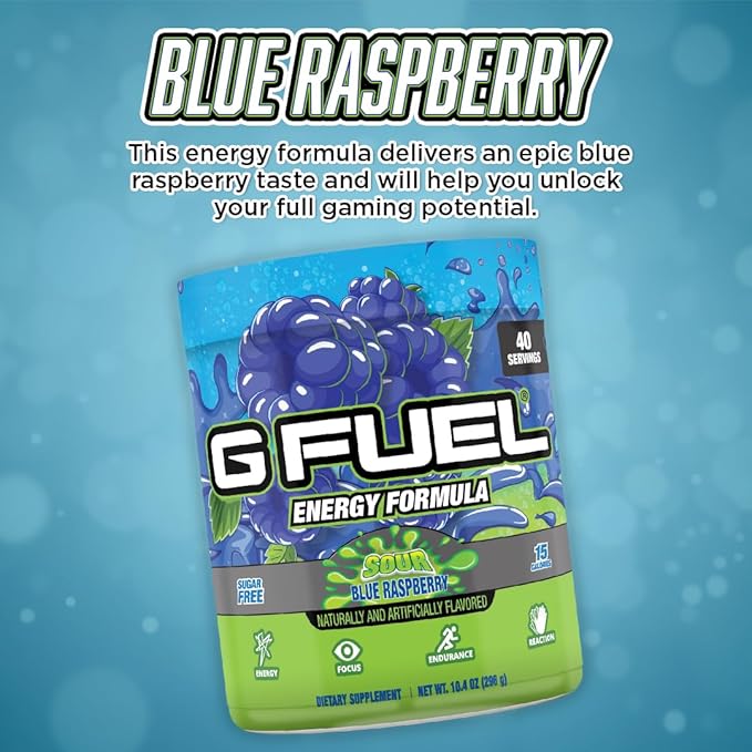 G Fuel Chug Rug Energy Drink Powder, Pre Workout Caffeine Mix for Gaming, Sugar Free Focus Amino