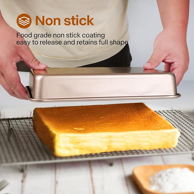 Deep Baking Pans Set, 3-Pieces Rectangle Cake Pan, Nonstick Roasting Pans Set for Thanksgiving