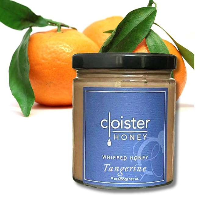 Cloister Honey Whipped Honey - Tangerine (9 oz) | Hand Crafted | Raw Artisan Honey | 100% Pure, Raw