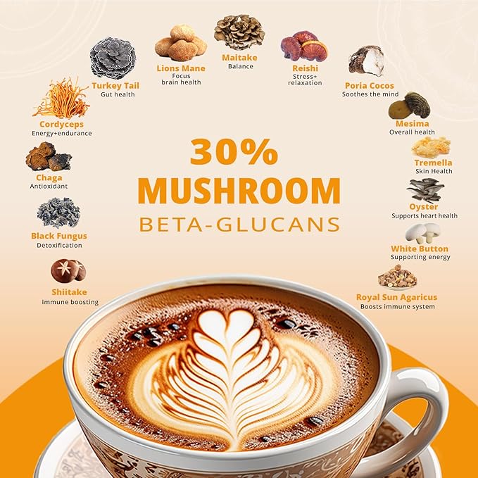 Mushrooms Coffee 14 in 1-60 Servings, Arabica Coffee with Lion's Mane, Reishi, Maitake, Turkey